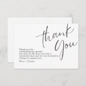 Witte Elegante Moderne Kalligrafie Bruiloft Bedankkaart (Voorkant / Achterkant)