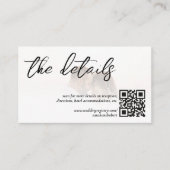 Witte Elegante QR Code Foto Bruiloft Details Informatiekaartje (Voorkant)