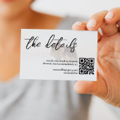 Witte Elegante QR Code Foto Bruiloft Details Informatiekaartje