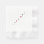 Witte Elegante Roze Roos Gepersonaliseerde Initial Servet (Voorkant)