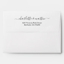 Witte Elegante Script Retouradres Huwelijk A7 5x7