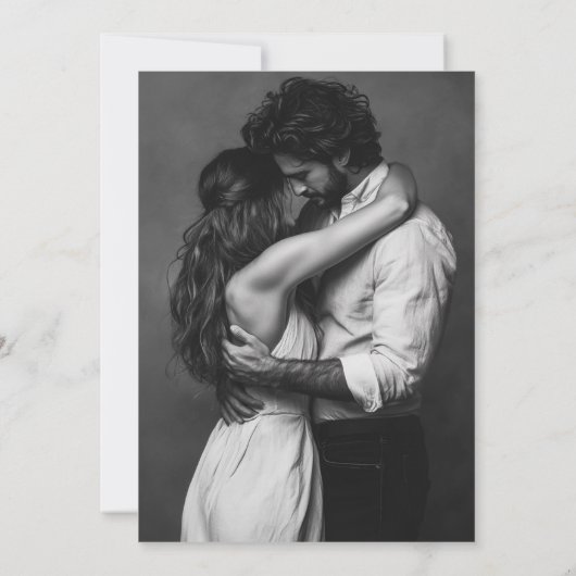 Witte elegante scriptfoto Sla de datum op Save The Date (Achterkant)