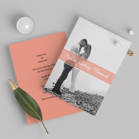 Witte Elegante Scriptie Foto Huwelijksuitnodiginge Kaart