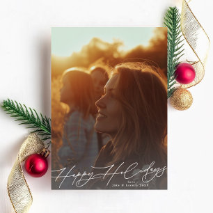 Witte Elegante Splendor Foto Gelukkig Feestdagenkaart