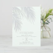 Witte elegante tropische palmboom bladeren bruilof kaart (Staand voorkant)