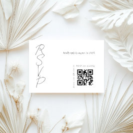 Witte Elegante Trouw QR-code RSVP Kaartje