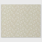 Witte Elegante Trouwrozen Betrokkenheid Naadloos Cadeaupapier (Vlak)