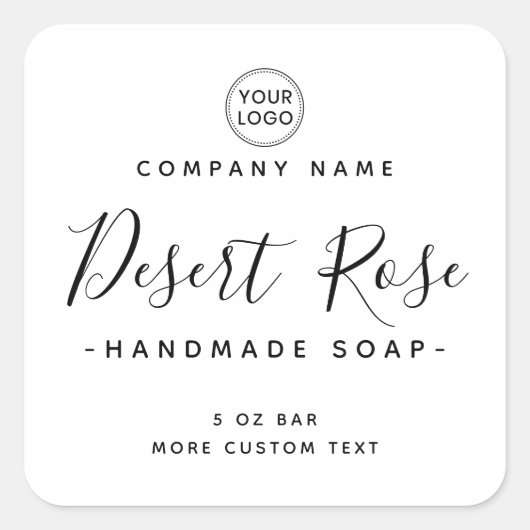 Witte elegante vierkante productetiketten vierkante sticker (Voorkant)