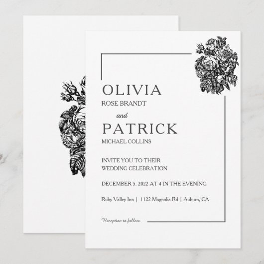 Witte Elegantie bruiloft Kaart (Voorkant / Achterkant)