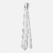 Witte Elegantie Eerste Lente Bloemen Bruiloft Stropdas (Voorkant)