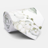 Witte Elegantie Eerste Lente Bloemen Bruiloft Stropdas (Opgerold)