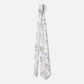 Witte Elegantie Eerste Lente Bloemen Bruiloft Stropdas (Achterkant)