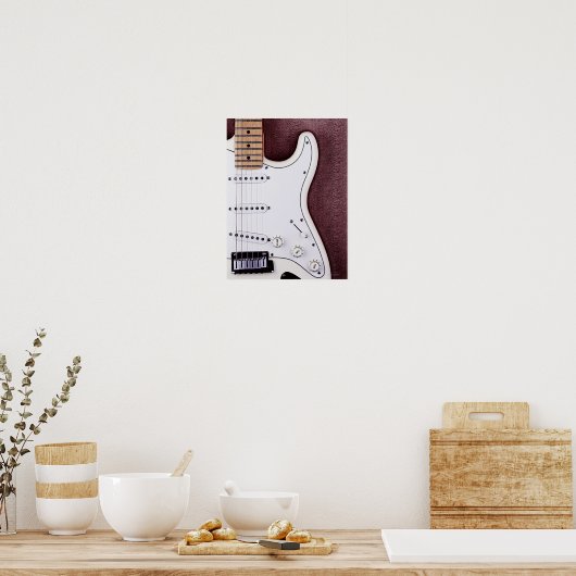 Witte elektrische gitaar 2 poster (Keuken)