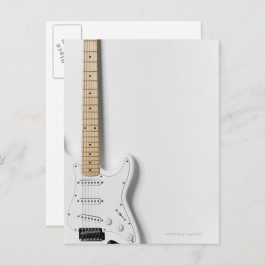 Witte elektrische gitaar 3 briefkaart (Voorkant / Achterkant)