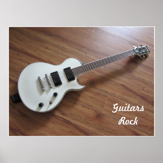 Witte elektrische gitaar poster (Voorkant)