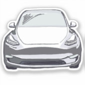 Witte Elektrische Voertuig SUV Auto Tekening Sticker (Voorkant)