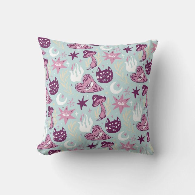 Witte elementen in Purples op BlueThrow Pillow Kussen (Voorkant)