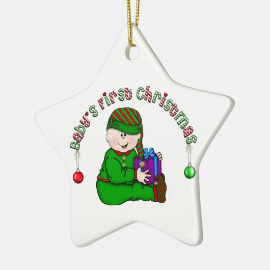 Witte Elf Baby 1e Kerstversiering Keramisch Ornament (Links)