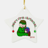 Witte Elf Baby 1e Kerstversiering Keramisch Ornament (Achterkant)