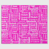 Witte ELIZABETH naam op roze Cadeaupapier (Vlak)