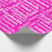 Witte ELIZABETH naam op roze Cadeaupapier (Hoek)