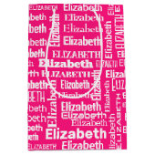 Witte ELIZABETH naam op roze Medium Cadeauzakje (Voorkant)