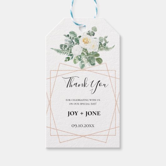 Witte Ellegante Bedank Geschenk Favor Cadeaulabel (Voorkant)