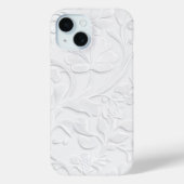 Witte Embossed Bloemen Patroon Telefoonhoes Case-Mate iPhone Case (Achterkant)