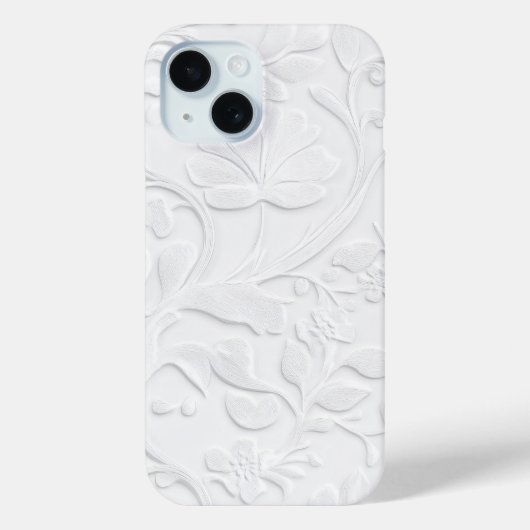 Witte Embossed Bloemen Patroon Telefoonhoes Case-Mate iPhone Case (Achterkant)
