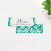 Witte Emerald Groene Damast Bruiloft Drink Ticket Mini Visitekaartjes (Bureau)