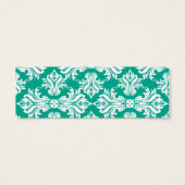 Witte Emerald Groene Damast Bruiloft Drink Ticket Mini Visitekaartjes (Achterkant)