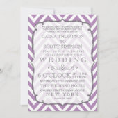 Witte en Afrikaanse Violet Chevron Stripes Wedding Kaart (Voorkant)