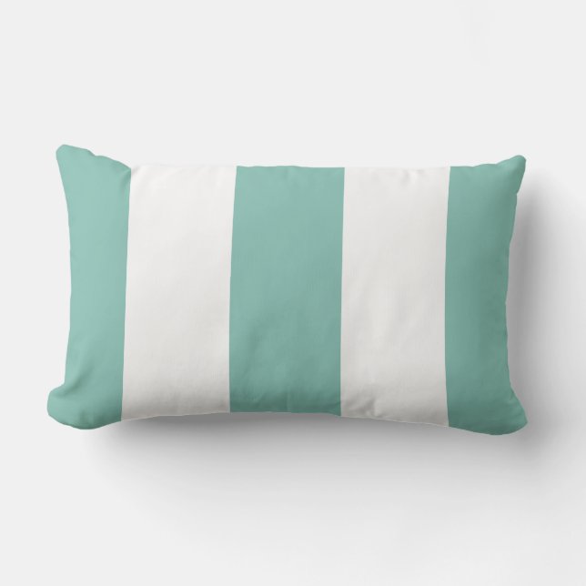 Witte en Aqua Stripe Pillow Kussen (Voorkant)