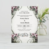 Witte en beige bloemen bruiloft uitnodiging (Staand voorkant)