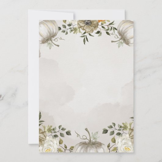 Witte en beige bloemige Friendsgiving-diner Kaart (Achterkant)