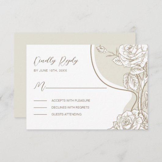 Witte en beige Rozen Informatiekaartje (Voorkant / Achterkant)