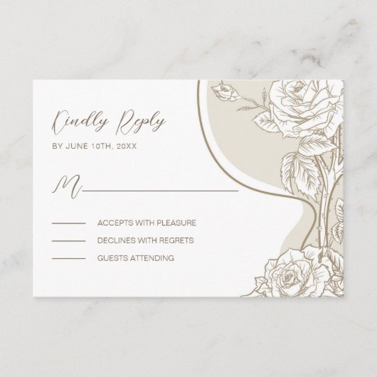 Witte en beige Rozen Informatiekaartje (Voorkant)