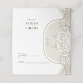 Witte en beige Rozen Plaatskaartje (Buitenkant ongevouwen)