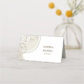 Witte en beige Rozen Plaatskaartje (Achterkant)