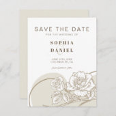 Witte en beige Rozen Save The Date (Voorkant / Achterkant)