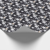 Witte en beige sterren. Zwarte achtergrond. Kerstm Cadeaupapier (Hoek)