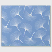 Witte en blauwe abstracte bladeren cadeaupapier (Vlak)