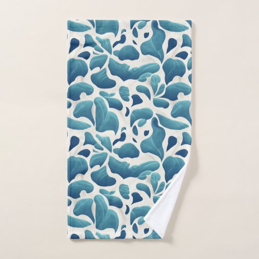 Witte en blauwe Abstracte bladeren | Kustpatroon Bad Handdoek (Handdoek)