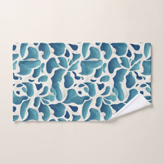 Witte en blauwe Abstracte bladeren | Kustpatroon Bad Handdoek (Handdoek)
