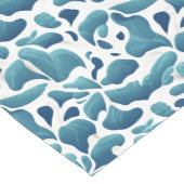 Witte en blauwe Abstracte bladeren | Kustpatroon Korte Tafelloper (Hoek)