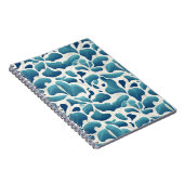 Witte en blauwe Abstracte bladeren | Kustpatroon Notitieboek (Rechterzijde)