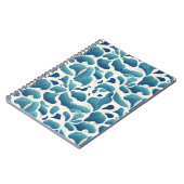 Witte en blauwe Abstracte bladeren | Kustpatroon Notitieboek (Linkerzijde)