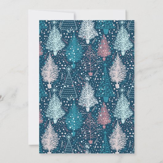 Witte en blauwe Abstracte kerstbomen Kaart (Achterkant)