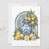 Witte en blauwe Amalfi keramische vaas citroenen I Kaart (Achterkant)