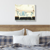 Witte en Blauwe Bath Tub Canvas Afdruk (Insitu (Slaapkamer))